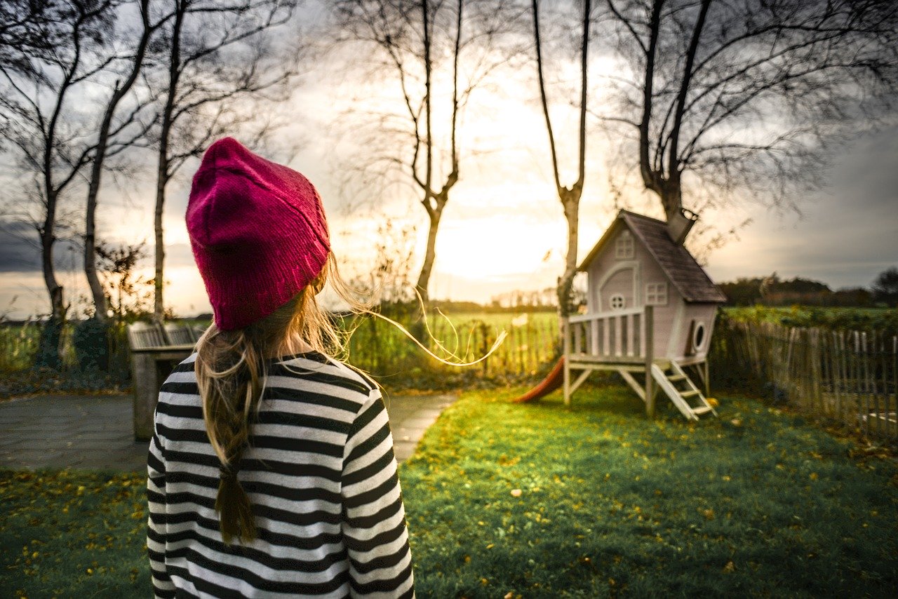 girl, childhood, garden